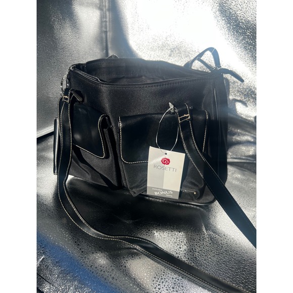 Rosetti Handbags - Rosetti Black Nylon Shoulder Bag Handbag Front Pocket Topstitch NWT